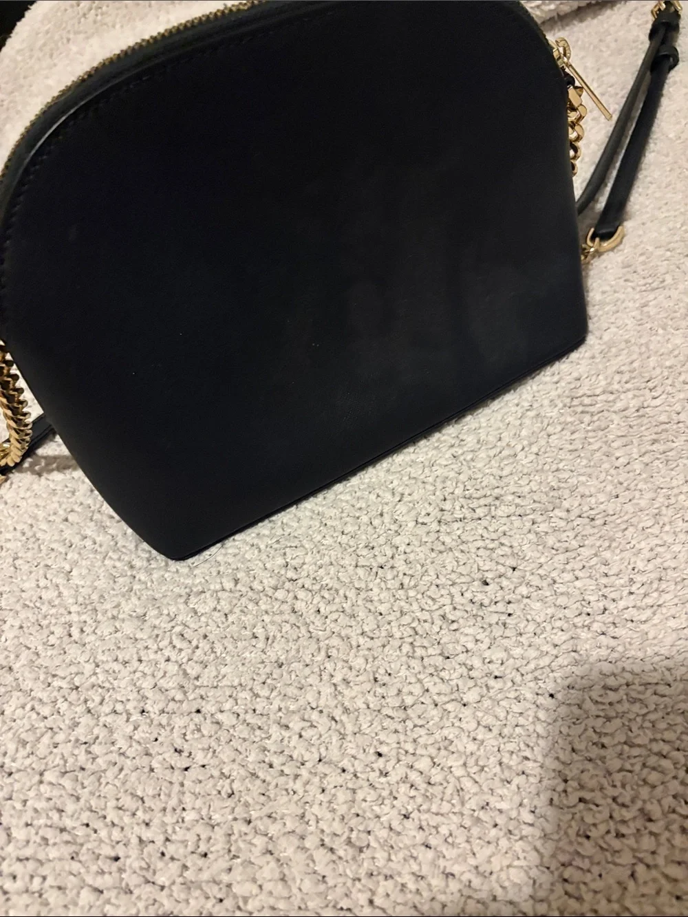 Michael Kors Black Leather Crossbody with Gold Chain Strap
